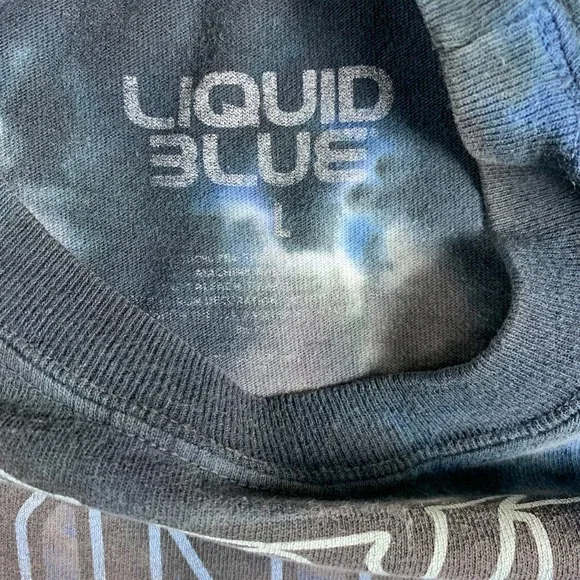 Lynyrd Skynyrd Shirt Men Large Blue Tie Dye LIQUID BLUE Eagle USA Flag Crew Neck - Picture 4 of 11